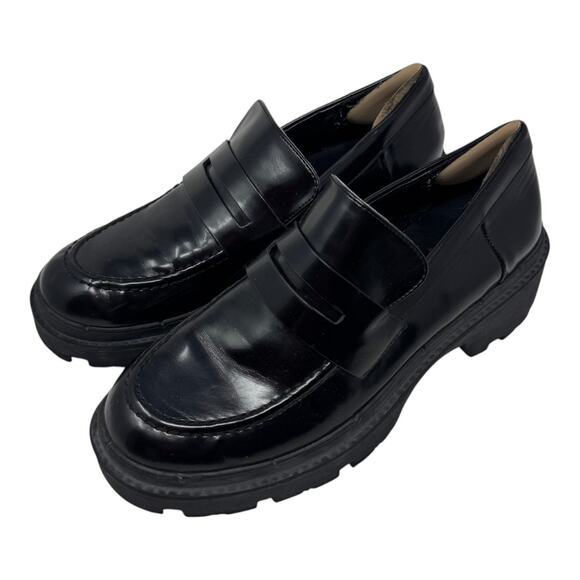 Zara Chunky Platform Loafers Black Lug Sole Slip-On Size EU 38/US 8 - Picture 1 of 12